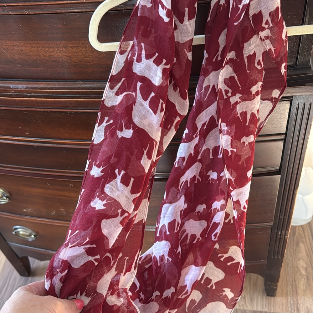 Elegant Red Animal Print Scarf